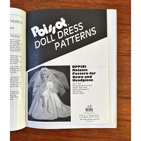 Doll Crafter Magazine Jun 1991 Wedding Gown Pattern and Headpiece Bridal - Picture 2 of 4